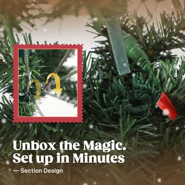 Alt view image 2 of 7 - 5 ft Prelit Whimsical Christmas Tree, Slim High Mountain Fir Holiday Decor with Leds and Modes Xmas Tree with Tips