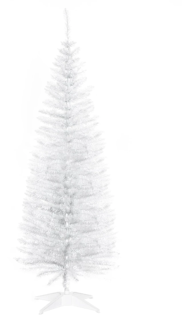 Main image of Artificial Pencil Christmas Tree, Slim Xmas Tree with Realistic Branch Tips and Plastic Stand, White, Plastic