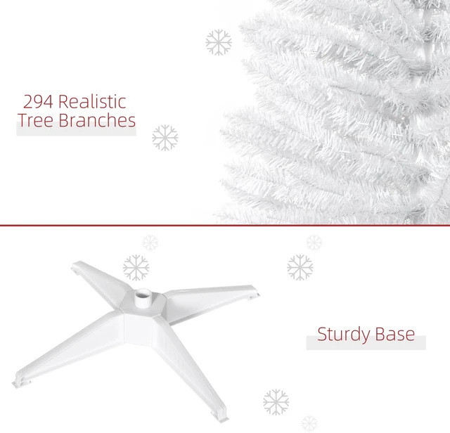 Alt view image 4 of 7 - Artificial Pencil Christmas Tree, Slim Xmas Tree with Realistic Branch Tips and Plastic Stand, White, Plastic