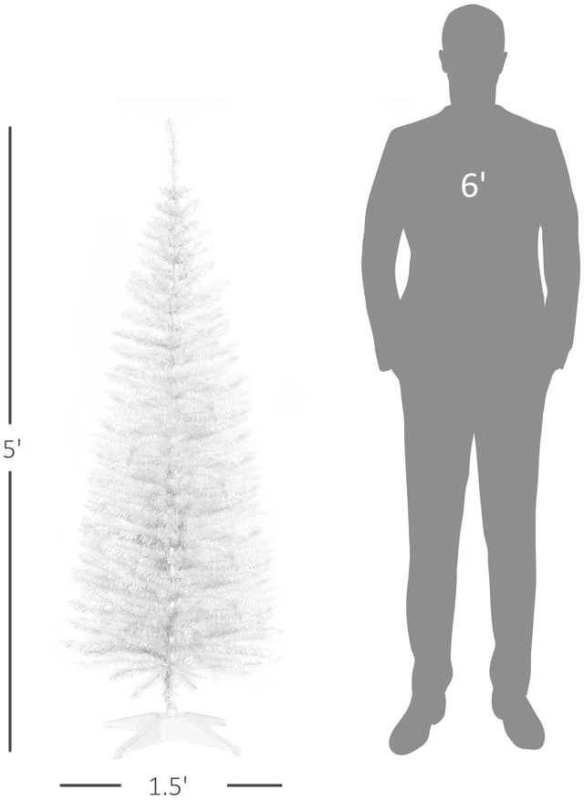 Alt view image 7 of 7 - Artificial Pencil Christmas Tree, Slim Xmas Tree with Realistic Branch Tips and Plastic Stand, White, Plastic