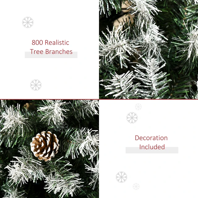 Alt view image 3 of 7 - 6 ft Unlit Snow Dusted Full Fir Artificial Christmas Tree with Realistic Branches, Cones and Tips, Green, PVC