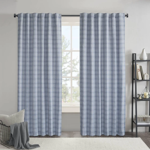 Main image of 50 84 Inch Plaid Rod Pocket and Back Tab Curtain Panel with Fleece Lining, Multi, Polyester