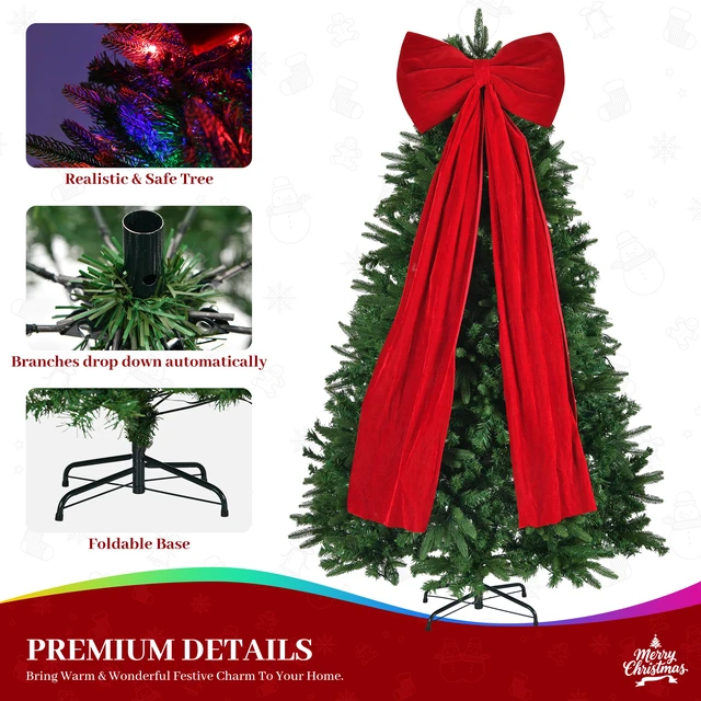 Alt view image 5 of 7 - 6 ft Prelit Christmas Tree with LED Lights, App Control Aspen Artificial Christmas Tree Color Lights with Large Bow