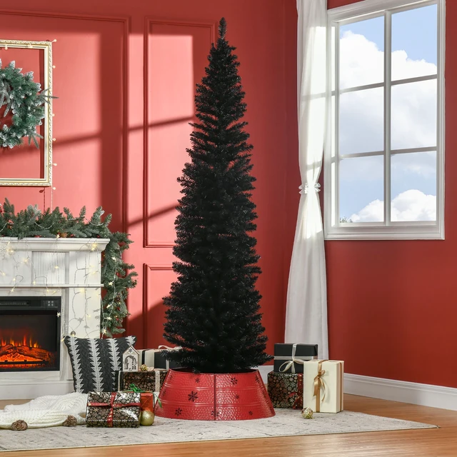 Alt view image 2 of 7 - Artificial Pencil Christmas Tree, Slim Xmas Tree with Realistic Branch Tips and Plastic Stand, Black, Plastic