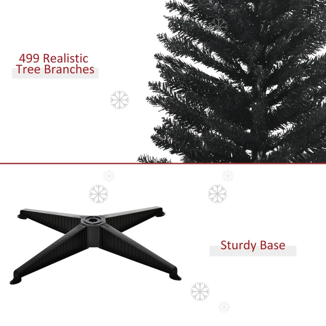 Alt view image 4 of 7 - Artificial Pencil Christmas Tree, Slim Xmas Tree with Realistic Branch Tips and Plastic Stand, Black, Plastic