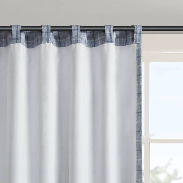 Alt view image 7 of 7 - 50 84 Inch Plaid Rod Pocket and Back Tab Curtain Panel with Fleece Lining, Multi, Polyester