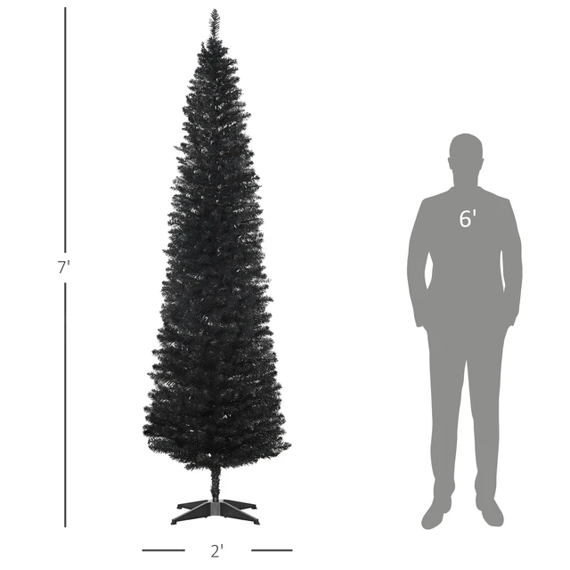 Alt view image 7 of 7 - Artificial Pencil Christmas Tree, Slim Xmas Tree with Realistic Branch Tips and Plastic Stand, Black, Plastic