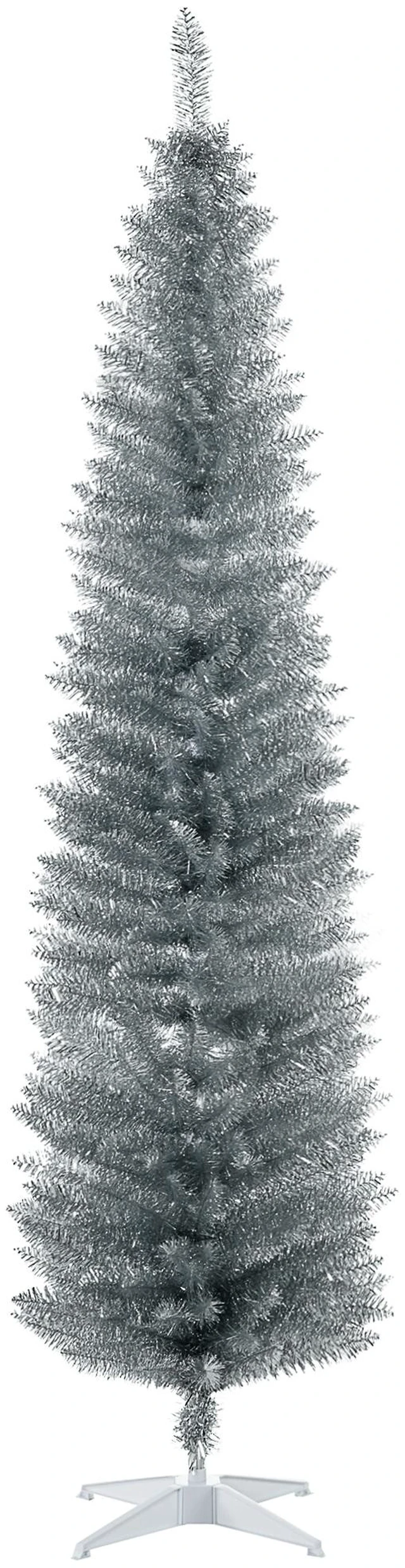 Main image of Artificial Pencil Christmas Tree, Slim Xmas Tree with Realistic Branch Tips and Plastic Stand, Silver, Plastic