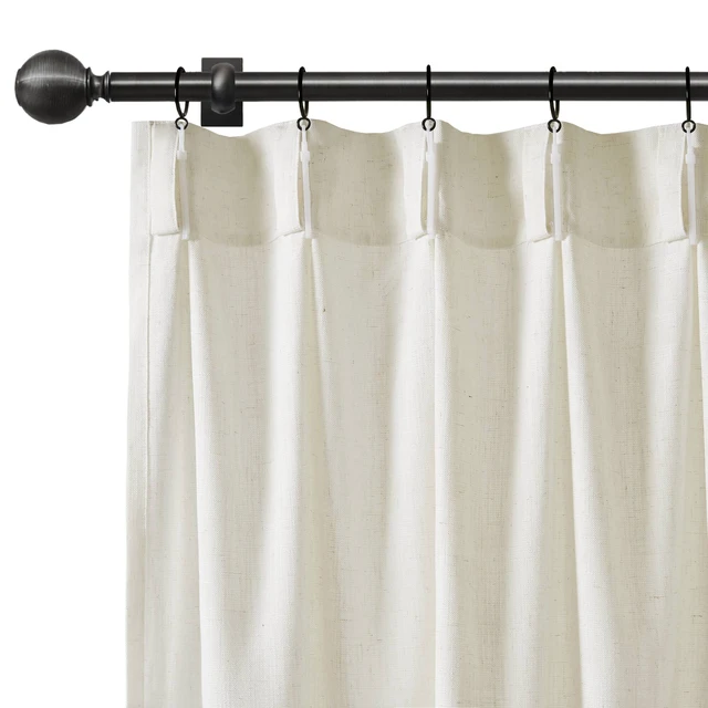 Alt view image 5 of 7 - 2 Piece 40 Poly Linen Curtain with Pinch Pleat per pc, Ivory, Polyester