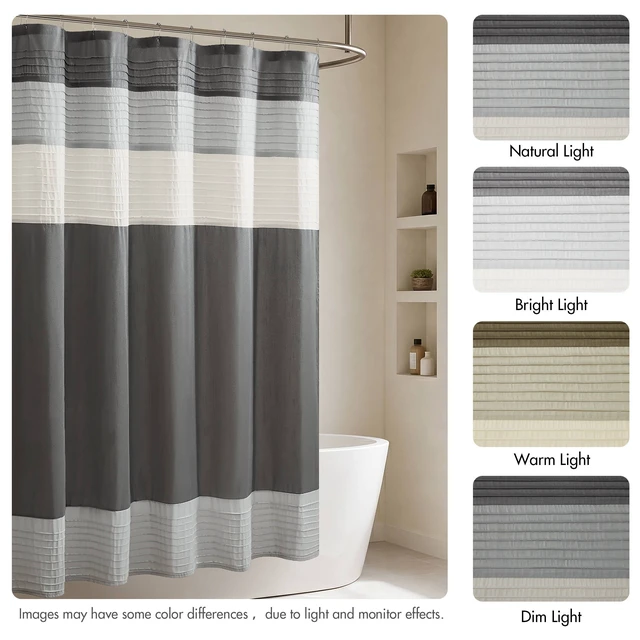 Alt view image 4 of 7 - 72 Inch Faux Silk Shower Curtain, Grey Multi, Polyester