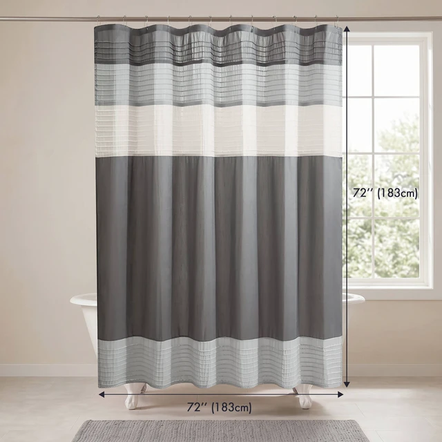 Alt view image 5 of 7 - 72 Inch Faux Silk Shower Curtain, Grey Multi, Polyester