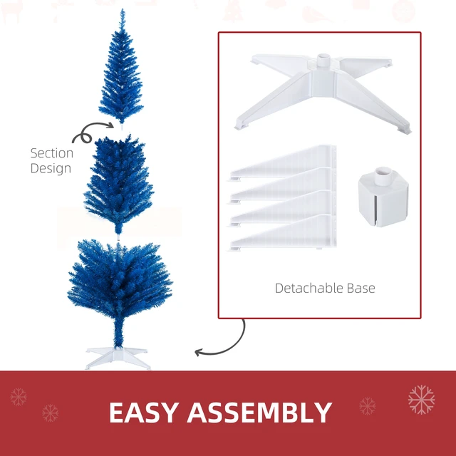 Alt view image 3 of 7 - Artificial Pencil Christmas Tree, Slim Xmas Tree with Realistic Branch Tips and Plastic Stand, Blue, Plastic