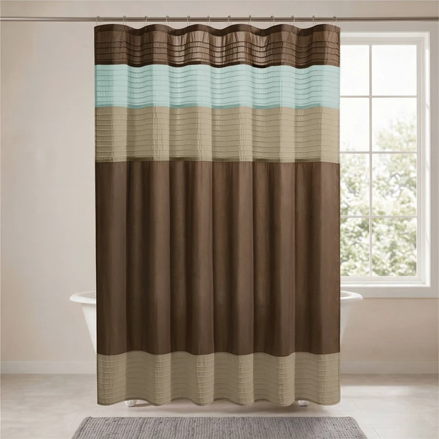 Alt view image 2 of 7 - 72 84 Inch Faux Silk Shower Curtain, Blue Multi, Polyester