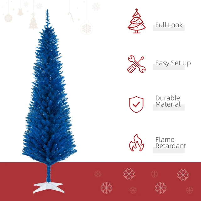Alt view image 6 of 7 - Artificial Pencil Christmas Tree, Slim Xmas Tree with Realistic Branch Tips and Plastic Stand, Blue, Plastic