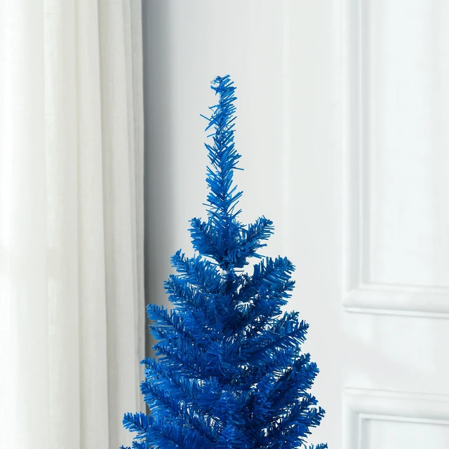 Alt view image 2 of 7 - Artificial Pencil Christmas Tree, Slim Xmas Tree with Realistic Branch Tips and Plastic Stand, Blue, Plastic