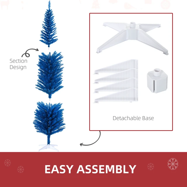 Alt view image 3 of 7 - Artificial Pencil Christmas Tree, Slim Xmas Tree with Realistic Branch Tips and Plastic Stand, Blue, Plastic