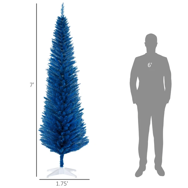 Alt view image 7 of 7 - Artificial Pencil Christmas Tree, Slim Xmas Tree with Realistic Branch Tips and Plastic Stand, Blue, Plastic