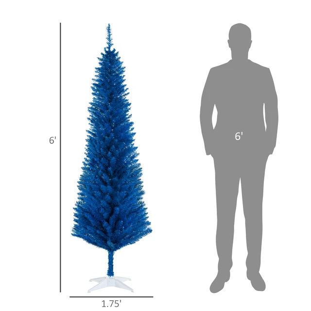 Alt view image 7 of 7 - Artificial Pencil Christmas Tree, Slim Xmas Tree with Realistic Branch Tips and Plastic Stand, Blue, Plastic