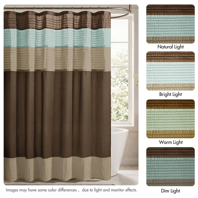 Alt view image 5 of 7 - 72 84 Inch Faux Silk Shower Curtain, Blue Multi, Polyester