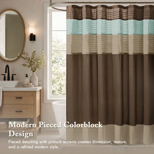 Alt view image 6 of 7 - 72 84 Inch Faux Silk Shower Curtain, Blue Multi, Polyester
