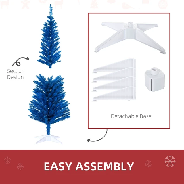 Alt view image 3 of 7 - Artificial Pencil Christmas Tree, Slim Xmas Tree with Realistic Branch Tips and Plastic Stand, Blue, Plastic