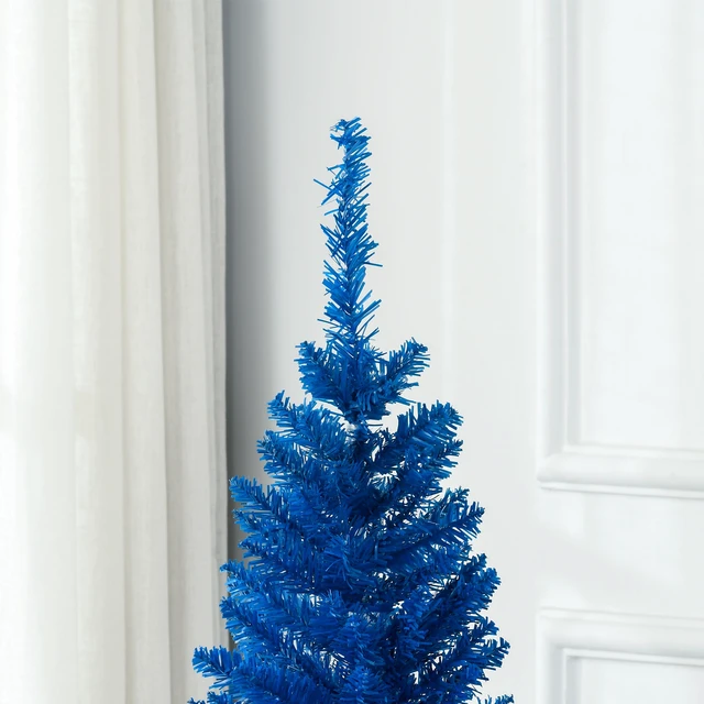 Alt view image 2 of 7 - Artificial Pencil Christmas Tree, Slim Xmas Tree with Realistic Branch Tips and Plastic Stand, Blue, Plastic