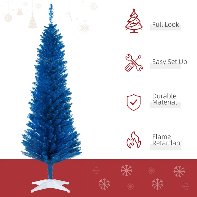 Alt view image 6 of 7 - Artificial Pencil Christmas Tree, Slim Xmas Tree with Realistic Branch Tips and Plastic Stand, Blue, Plastic