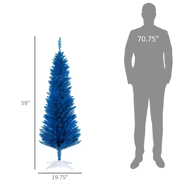 Alt view image 7 of 7 - Artificial Pencil Christmas Tree, Slim Xmas Tree with Realistic Branch Tips and Plastic Stand, Blue, Plastic