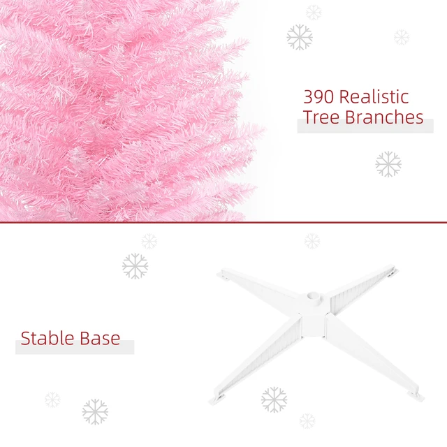 Alt view image 4 of 7 - Artificial Pencil Christmas Tree, Slim Xmas Tree with Realistic Branch Tips and Plastic Stand, Pink, Plastic