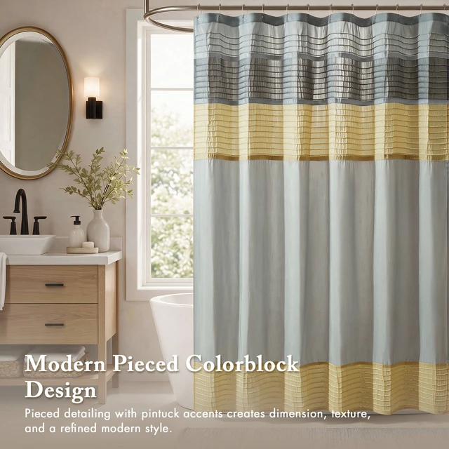 Alt view image 7 of 7 - 72 84 Inch Faux Silk Shower Curtain, Multicolor, Polyester