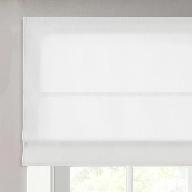 Alt view image 4 of 7 - 34 Polyester Linen Filtering Cordless Roman Shade, White, Curtains