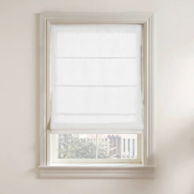 Alt view image 6 of 7 - 34 Polyester Linen Filtering Cordless Roman Shade, White, Curtains