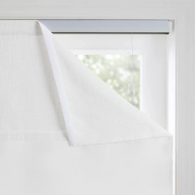 Alt view image 3 of 7 - 34 Polyester Linen Filtering Cordless Roman Shade, White, Curtains