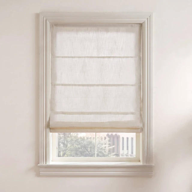 Main image of 31 Polyester Linen Filtering Cordless Roman Shade, Ivory, Curtains