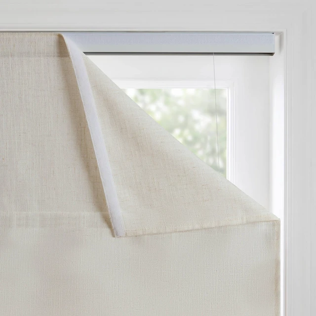 Alt view image 7 of 7 - 31 Polyester Linen Filtering Cordless Roman Shade, Ivory, Curtains