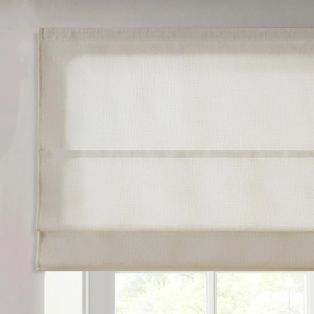 Alt view image 5 of 7 - 31 Polyester Linen Filtering Cordless Roman Shade, Ivory, Curtains