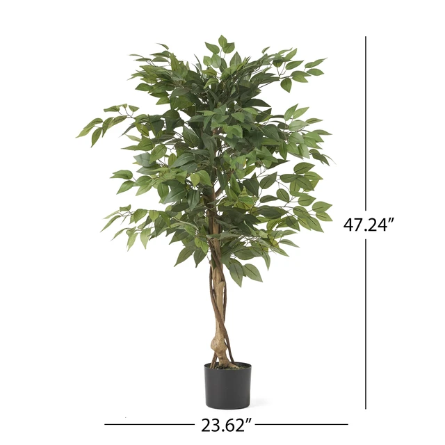 Alt view image 4 of 5 - Artificial Tree, Green, Iron and Plastic, Flowers Plants