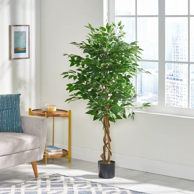 Alt view image 3 of 5 - Artificial Tree, Green, Iron and Plastic, Flowers Plants