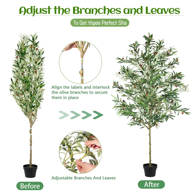Alt view image 5 of 7 - Artificial Olive Tree Indoor Tall Faux with Planter and Basket Tall Fake Olive Tree with Realistic Leaves and Weighted