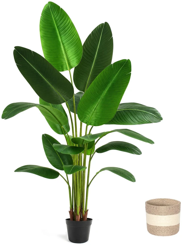 Main image of Bird Paradise Artificial Plant 6 ft Tall Faux Banana Leaf Tree, Pack Blade Fan Large Decorative Artificial Plants