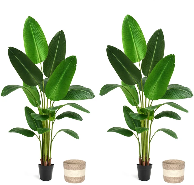 Main image of Bird Paradise Artificial Plant 6 ft Tall Faux Banana Leaf Tree, Pack Blade Fan Large Decorative Artificial Plants