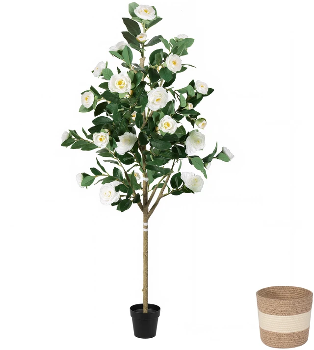 Main image of Artificial Camellia Tree Faux Plants Indoor, Easy Assembly Low Maintenance for Both Indoor Decoration and Other