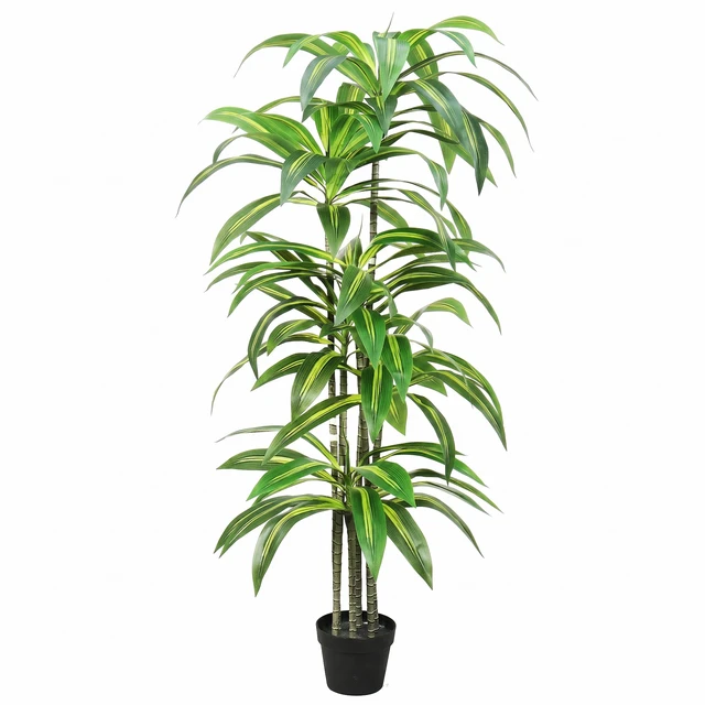 Alt view image 7 of 7 - Dracaena Artificial Plant Indoor Large Tropical Fake Tree with Lifelike Leaves Tall Faux Floor Plant in Pot Artificial