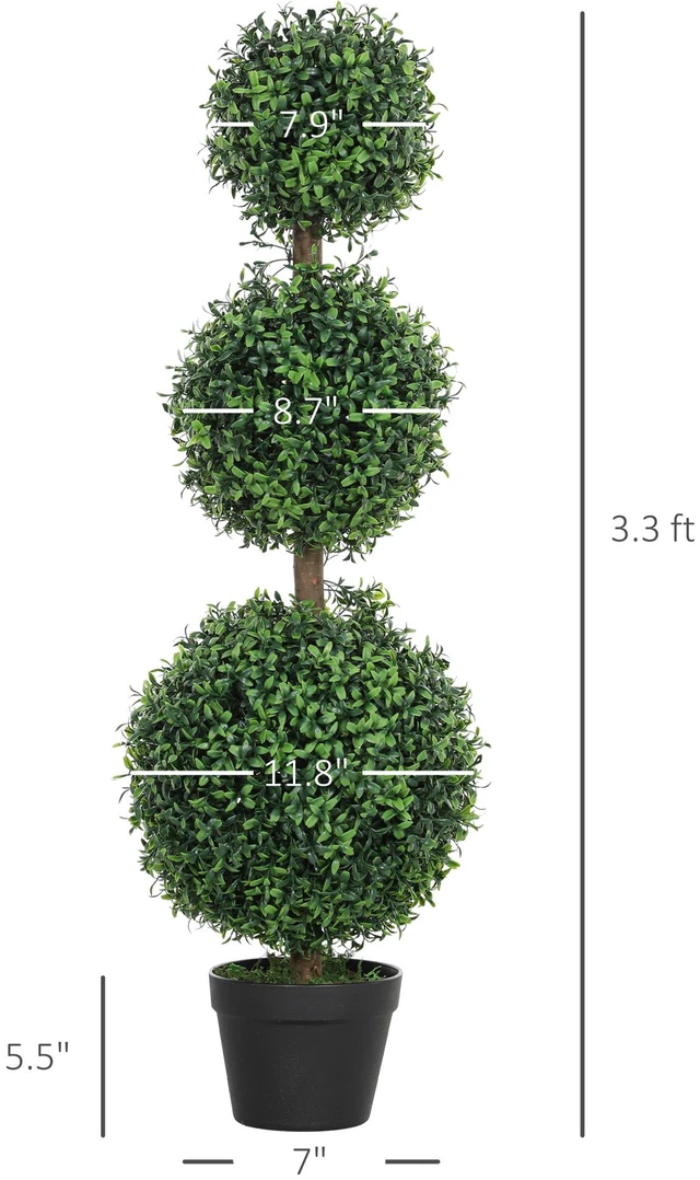 Alt view image 7 of 7 - Artificial Plants Topiary Ball Shaped Boxwood Trees in Pot Set Fake Plants for Indoor Outdoor Front Decor, 40 Inch