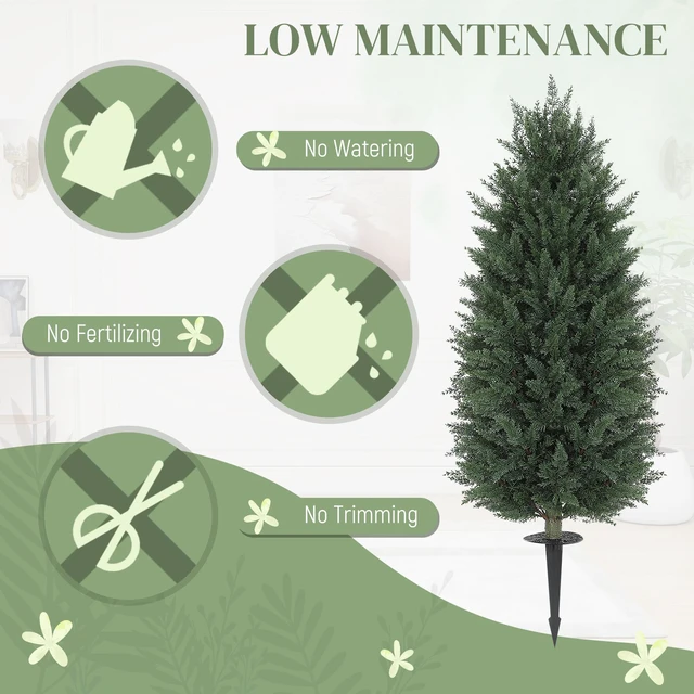 Alt view image 5 of 7 - 43.3 Inch Set Artificial Topiary Cedar Trees, Indoor Outdoor Faux Shrubs Plants Resistant Realistic Artificial Bushes