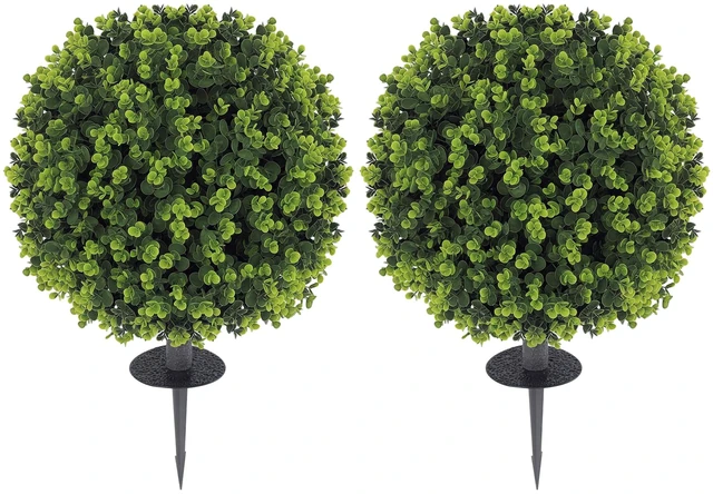 Main image of Outdoor Faux Plants, Artificial Boxwood Topiary Ball Bush Inchwith Integrated Ground Stake Indoor Outdoor Resistant