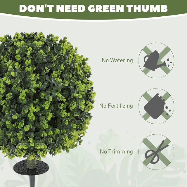 Alt view image 5 of 7 - Outdoor Faux Plants, Artificial Boxwood Topiary Ball Bush Inchwith Integrated Ground Stake Indoor Outdoor Resistant