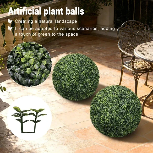 Alt view image 4 of 7 - Artificial Topiary Balls Outdoor Faux Boxwood Large Decorative Spheres for Garden Front Patio Planter Decoration, 2 pcs