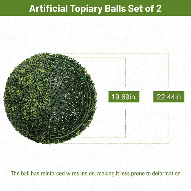 Alt view image 3 of 7 - Artificial Topiary Balls Outdoor Faux Boxwood Large Decorative Spheres for Garden Front Patio Planter Decoration, 2 pcs