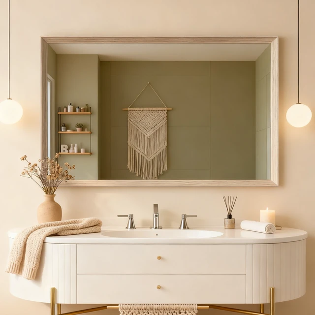 Alt view image 2 of 5 - 30 Rectangle Effect Wall-Mounted Mirror, Wood, Glass